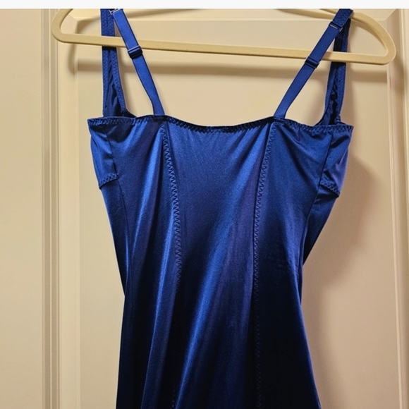 Skims Limited Edition Neptune Blue Bustier Bodycon Satin Mini Dress Sz M - Picture 5 of 10